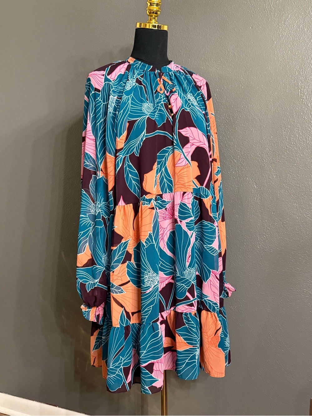 Trina Turk Long-Sleeve Dress Babydoll Dress